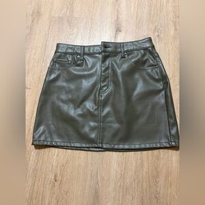 Tinseltown Olive Green Faux Leather Mini Skirt